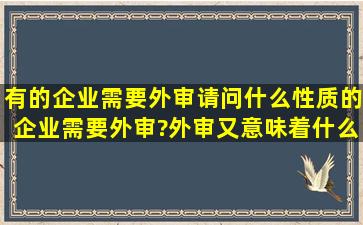 有的企业需要外审,请问什么性质的企业需要外审?外审又意味着什么?