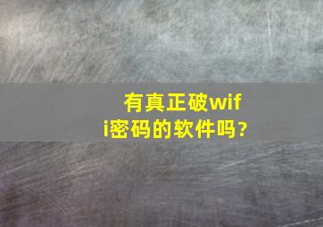 有真正破wifi密码的软件吗?