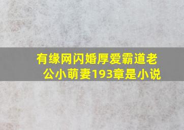 有缘网闪婚厚爱霸道老公小萌妻193章是小说。