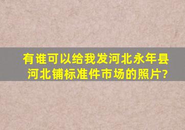 有谁可以给我发河北永年县河北铺标准件市场的照片?