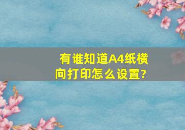 有谁知道A4纸横向打印怎么设置?