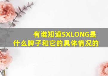 有谁知道SXLONG是什么牌子(和它的具体情况的(