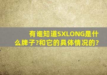 有谁知道SXLONG是什么牌子?和它的具体情况的?