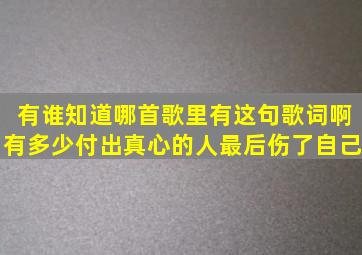 有谁知道哪首歌里有这句歌词啊《有多少付出真心的人最后伤了自己》