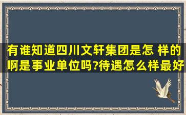 有谁知道四川文轩集团是怎 样的啊,是事业单位吗?待遇怎么样,最好是...