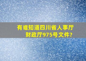 有谁知道四川省人事厅财政厅975号文件?