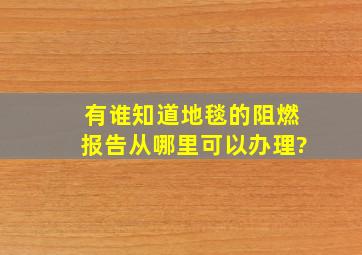 有谁知道地毯的阻燃报告从哪里可以办理?