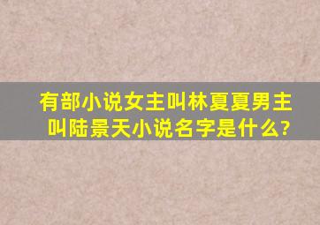 有部小说,女主叫林夏夏,男主叫陆景天,小说名字是什么?