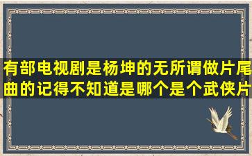 有部电视剧是杨坤的无所谓做片尾曲的记得,不知道是哪个,是个武侠片...