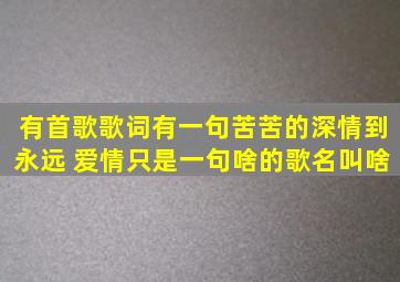 有首歌歌词有一句苦苦的深情到永远 爱情只是一句啥的歌名叫啥