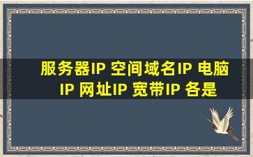 服务器IP 空间域名IP 电脑IP 网址IP 宽带IP 各是什么意思 各有什么区别 ...