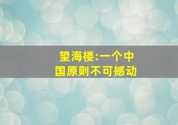 望海楼:一个中国原则不可撼动