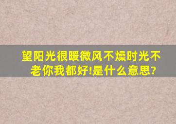 望阳光很暖,微风不燥,时光不老,你我都好!是什么意思?