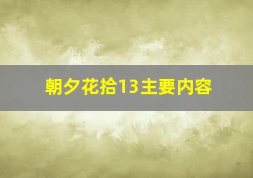 朝夕花拾13主要内容