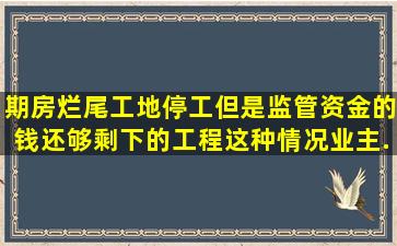 期房烂尾,工地停工,但是监管资金的钱还够剩下的工程,这种情况业主...