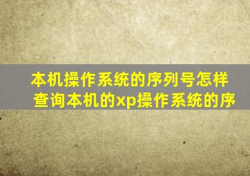 本机操作系统的序列号怎样查询本机的xp操作系统的序