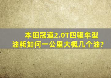 本田冠道2.0T四驱车型油耗如何一公里大概几个油?