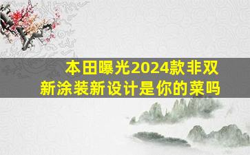 本田曝光2024款非双,新涂装新设计,是你的菜吗