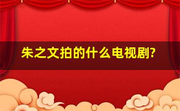 朱之文拍的什么电视剧?