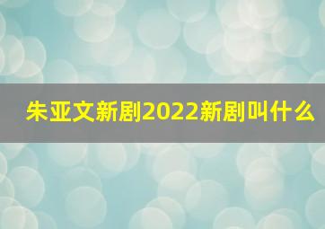 朱亚文新剧2022新剧叫什么