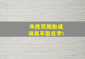 朱姓双胞胎诚请高手取名字!