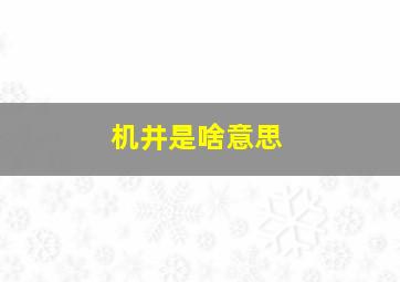 机井是啥意思