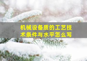 机械设备质的工艺技术条件与水平怎么写