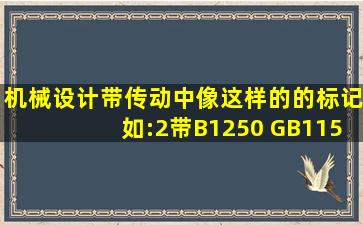 机械设计带传动中,像这样的的标记,如:2带B1250 GB1154489表示什么...