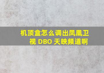 机顶盒怎么调出凤凰卫视 DBO 天映频道啊