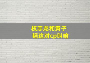 权志龙和黄子韬这对cp叫啥