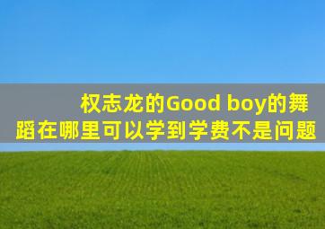 权志龙的Good boy的舞蹈在哪里可以学到,学费不是问题