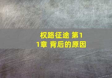 权路征途 第11章 背后的原因