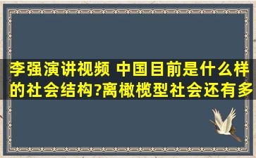 李强演讲视频 中国目前是什么样的社会结构?离橄榄型社会还有多远