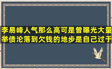 李易峰人气那么高可是曾曝光大量举债沦落到欠钱的地步是自己过于