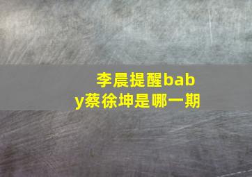 李晨提醒baby蔡徐坤是哪一期