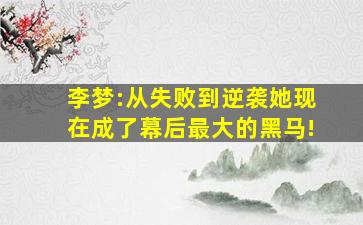 李梦:从失败到逆袭,她现在成了幕后最大的黑马!