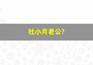 杜小月老公?