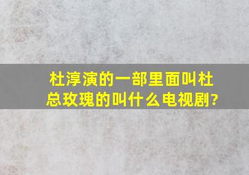 杜淳演的一部里面叫杜总玫瑰的叫什么电视剧?