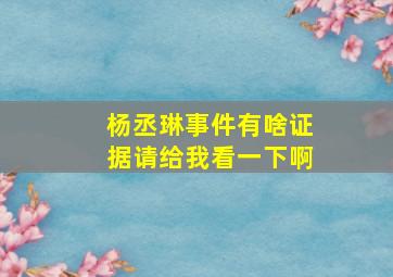 杨丞琳事件有啥证据请给我看一下啊