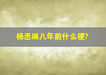 杨丞琳八年前什么梗?