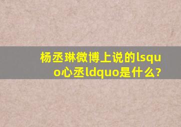 杨丞琳微博上说的‘心丞“是什么?