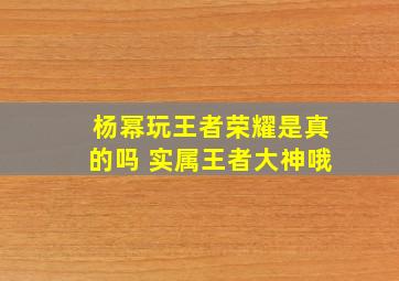 杨幂玩王者荣耀是真的吗 实属王者大神哦