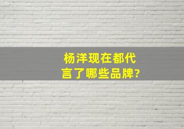 杨洋现在都代言了哪些品牌?