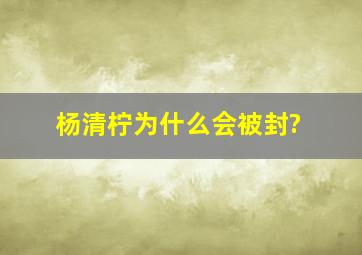 杨清柠为什么会被封?