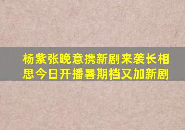 杨紫、张晚意携新剧来袭,《长相思》今日开播,暑期档又加新剧