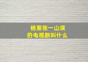 杨紫张一山演的电视剧叫什么