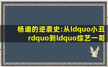 杨迪的逆袭史:从“小丑”到“综艺一哥”,他的聪明让人刮目相看