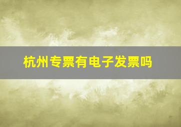 杭州专票有电子发票吗