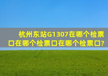 杭州东站G1307在哪个检票口在哪个检票口在哪个检票口?