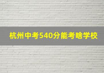 杭州中考540分能考啥学校